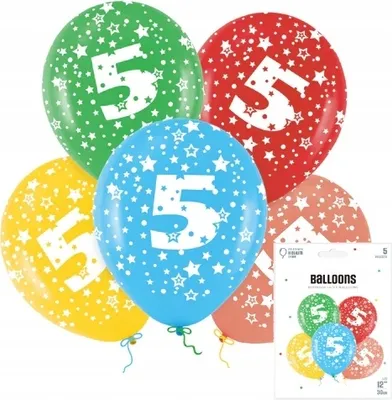 Produktbild von Ein Set Bunter Luftballons Mit Der Zahl 5 Für Eine Geburtstagsparty
