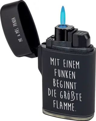 Produktbild von Mr. & Mrs. Panda sturmfeuerzeug Spruch Feuerzeug Funken - Schwarz - Geschenk, handgefertigte Produkte, gas anzünder, einzigartig, Feuerzeuge, Einzigartigkeit, Feuer
