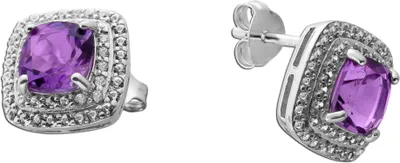 Produktbild von Amethyst Ohrstecker Silber 925 brasilianische Amethyste weiße Zirkone