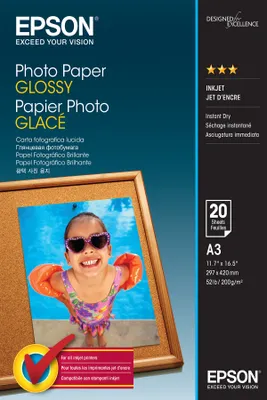 Image de Epson - Fotopapier, glänzend - A3 (297 x 420 mm) - 200 g/m2 - 20 Blatt (C13S042536)