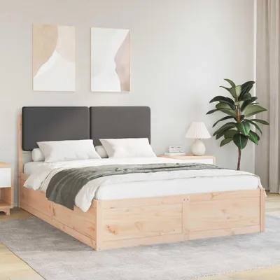 Image de Maison Exclusive - Sommier avec tête de lit rembourrée Gris foncé 140 x 200 cm