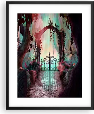 Produktbild von Gerahmtes Poster - Schwarzer Rahmen - Fantasie Tor Garten - 40x50 cm - Wand Bild - Wanddeko - Wandbilder - Kunstposter - Wandposter - Bilderrahmen - Bilder - Kunstdruck - P2BPA40x50-4517