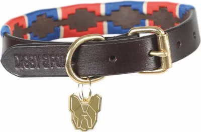 Immagine prodotto di Shires - Collare per cani, in pelle ER2239 (S - Collo: 14 in-18 in) (Navy/Rosso)