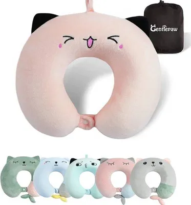 Produktbild von Famanu Nackenkissen Traagschaum - U-förmiges Kissen für Reisen, Camping, Schlafen - Rosa