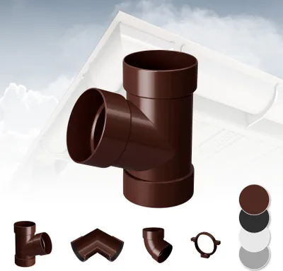 Produktbild von RAINWAY L Regenrinnen System (Rohrabzweig 67° braun) - PVC-U Kunststoff in 4 Farben, für Dachflächen > 100m² empfohlen, Abzweig Rohrbogen Zubehör