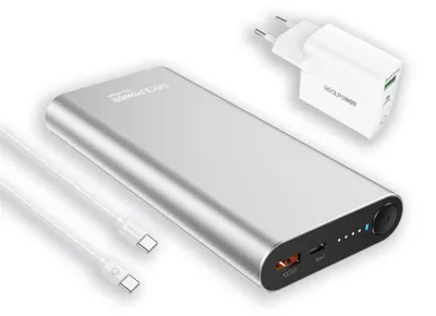 Produktbild von RealPower Powerbank PB-20000PD Pro Set silber 20.000mAh