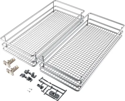 Produktbild von Vauth-Sagel VS SUB Side Drahtkorb Saphir 90° - Set für Küchenunterschränke mit KB 300mm - Korb aus feinmaschigem Drahtgitter, Stahl pulverbeschichtet silberfärbig