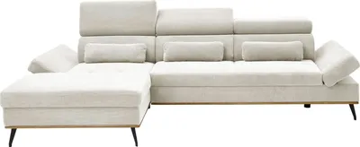 Produktbild von Ecksofa - 299 x 188 cm - Creme - Mikrofaser - mit Kopfteilverstellung