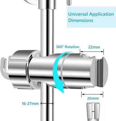 Verstellbare Duschkopfhalterung ohne Bohren mit 2 Haken - 360° drehbar