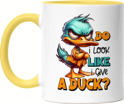Produktbild von Do I Look Like I Give A Duck Tasse Gelb Lustige Ente Sarkastischer Spruch Frech Humor Geschenkidee