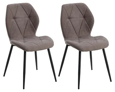 Immagine prodotto di Set da 2 sedie da pranzo - Sedie da cucina - Imbottite, tessuto di lino, gambe in metallo, design moderno, senza braccioli, da montare - Marrone