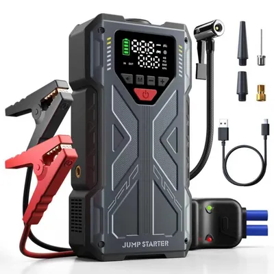 Produktbild von Starthilfe Powerbank mit Kompressor 150PSI, 5000A Jumpstarter 12V, Digitale Grau