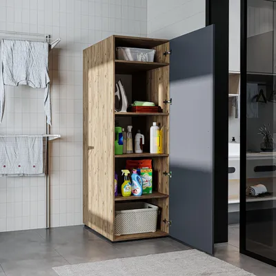 Immagine prodotto di Roomart • Armadio alto DORA, larghezza 60 cm • Bianco • Rovere bianco • Rovere • Rovere antracite