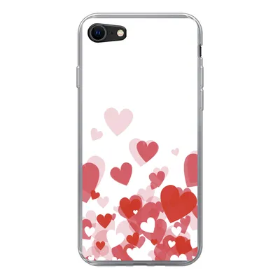 Produktbild von MuchoWow® Handyhülle Schutzhülle Hülle für iPhone 7 Eine Illustration eines Regens der Herzen Silikon Softcase Handy Hülle - Kartenhalter