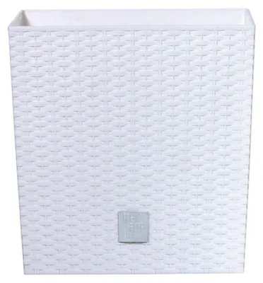 Productafbeelding van KOTARBAU® Vierkante Bloempot met Inzetpot Vierkante Plantenbak 26x26 cm Plantenpot 15,8 L Plantenbak Kunststof Rotanlook Wit