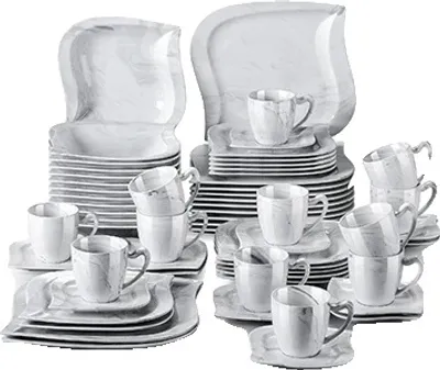 Produktbild von Porzellan-Geschirrset, elegantes Design, umweltfreundliches Material, GRAU 60-PCS