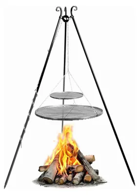 Zdjęcie produktu dla Grill na trójnogu 180 cm COOK KING - 2 ruszty stal naturalna 80 cm + 40 cm