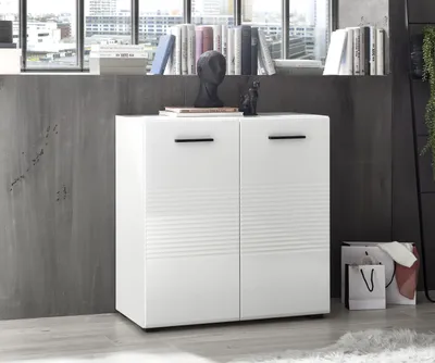 Produktbild von Kommode >BC 1065< in Weiß hochglanz aus MDF - 80x83x40cm (BxHxT)