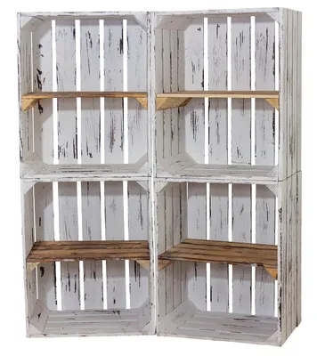 Produktbild von 2x HOLZKISTE VINTAGE mit GEFLAMMTEN REGALBRETT / NEU / 40x30x50 cm / Kiste im Vintage Stil, Deko