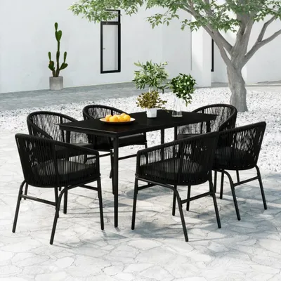 Produktbild von The Living Store 7-tlg. Garten-Essgruppe Schwarz