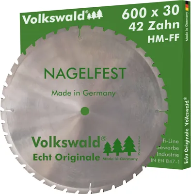 Produktbild von Volkswald ® HM-Sägeblatt FF 600 x 30 mm Z= 42 Nagelfest Schalholz-tafel Wippsäge Tischkreissäge Brennholzsäge Kreissägeblatt Bauholz Brennholz Schalholz