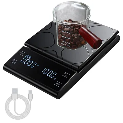 Kaffeewaage 0,1g/5kg, LED-Display, Timer, Tara, schwarz