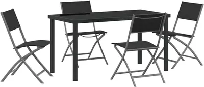 Image de vidaXL Ensemble de jardin 5 pcs noir Acier revêtu par poudre