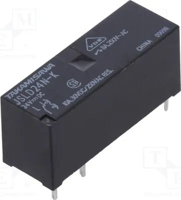 Immagine prodotto di 1 relè: elettromagnetico, 8A/250VAC, bobina: 24VDC, 8A, modello JSL-D24N-K, elettromagnetico