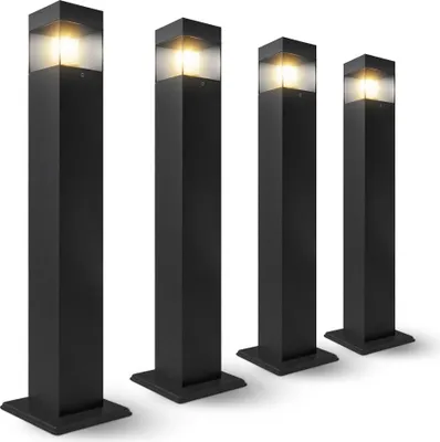 Produktbild von SSC-LUXon 4x RABELA Sockelleuchte quadratisch IP44 - mit G9 LED 3W warmweiß dimmbar - Außenleuchte Aluminium für Garten & Terrasse