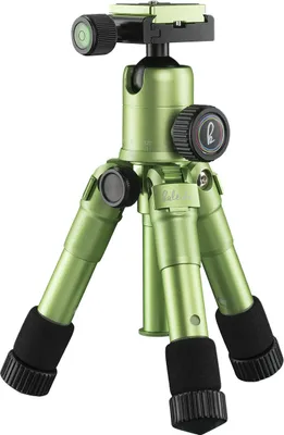 Produktbild von Mantona Kaleido Mini Tischstativ in lime green metallic Reisestativ inkl. Kugelkopf mit Schnellwechselplatte und Transporttasche