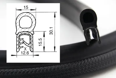 Produktbild von DO8 - PVC/ EPDM Kantenschutz Dichtungs Profil Gummi Dichtung oben - Klemmbereich 4 - 7 mm