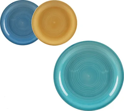 Produktbild von Speiseteller Essteller Teller Geschirr Set 6 tlg Tafel flache bunt FP105HP 19 cm