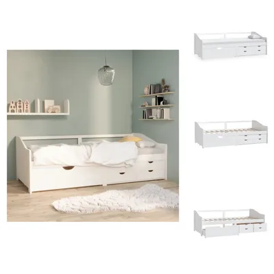 Produktbild von vidaXL Tagesbett 3-Sitzer mit Schubladen Weiß Kiefernholz 90x200 cm - Betten & Bettgestelle
