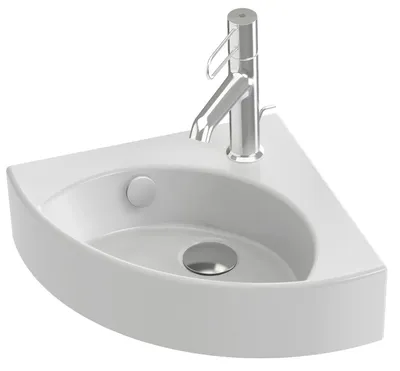 Eckwaschbecken Keramik 34x34 cm weiss mit Überlauf