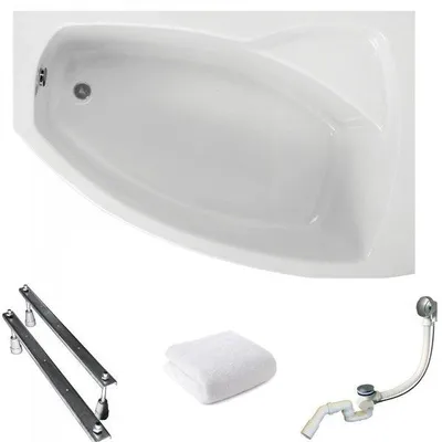 Produktbild von Aqua For You | Polimat Badewanne - 150x100 Cm - Asymmetrisch - Mit Siphon Und Füßen - Trapezform - Eckbadewanne - Acryl - Rechts Seite