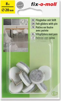 Produktbild von Filzgleiter mit Stift rund 20mm weiß fix-o-moll