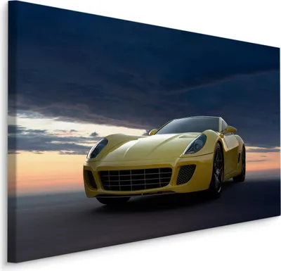 Produktbild von Fabelhafte Canvas LEINWAND BILDER 120x80 cm XXL Kunstdruck Sportwagen Sonnenuntergang