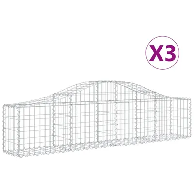 Produktbild von vidaXL Gabionen mit Hochbogen 3 Stk. 200x30x40/60 cm Verzinktes Eisen
