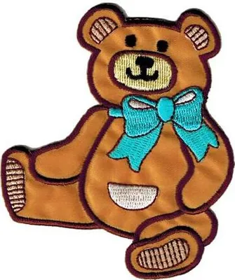 Produktbild von Aufnäher Patches - Bär Teddy mit Schleife (BR855) Gr. ca. 7,5 x 9 cm