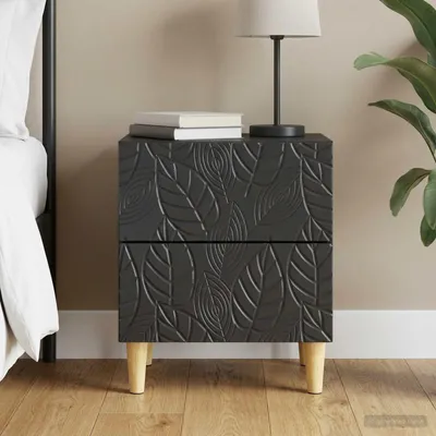 Image de vidaXL Table de chevet noire 43 x 34,5 x 48 cm en aggloméré