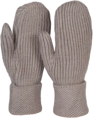 Produktbild von styleBREAKER Damen Winter Strick Fäustlinge Einfarbig mit gemustertem Bund, warme Fausthandschuhe, Strickhandschuhe 09010046
