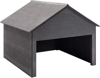 Image de Garage pour robot tondeuse, gris, dimensions 80x80x70 cm, en WPC. Abri de protection pour tondeuse robot, résistant aux intempéries, abri de jardin pour robot tondeuse