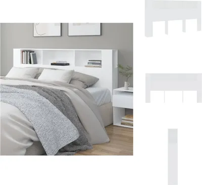 Obrázok produktu pre vidaXL Čelo postele s policami biele 200x18,5x104,5 cm - Čelo a nohy