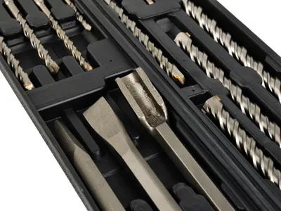 Produktbild von Bohrer SET 5 - 20mm & Meißel Set, 12-Teilig SDS-Plus, spitz, flach, Hohlmeißel