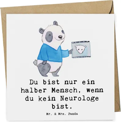 Produktbild von Mr. & Mrs. Panda Grußkarte Neurologe Herz - Weiß - Geschenk, Spruch, Klappkarte, Medizinstudium, anlasskarte, Glückwunschkarte, Beruf, doppelkarte, Mediziner, Lustig