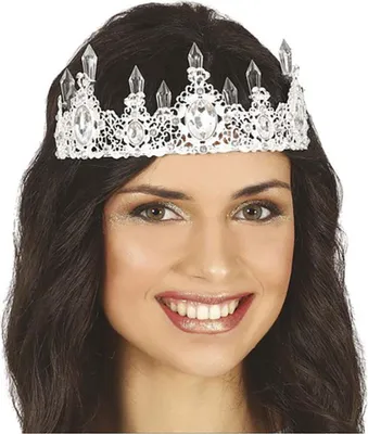Imagen del producto de Diadema de cristal, elegante accesorio para disfraces de cuento de hadas o carnaval, con brillo y detalles brillantes. Corona real para adultos, ideal para disfraces creativos y de fantasía. Color: plateado