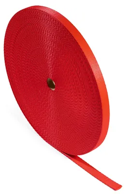 Produktbild von Bagum Polypropylen Gurtband Rot 15 mm × 50 m, Tragband Rolle aus 100% PP, Gurt UV Beständig und Wasserresistent, Hergestellt in der EU
