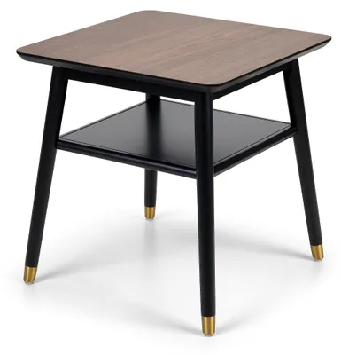 Lampentisch mit Ablage, Walnuss/Schwarz, 45x45x45 cm