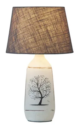 Produktbild von Tischleuchte Dora aus Keramik Textil weiß/ grau Ø24cm H:40cm mit eingebautem Schalter