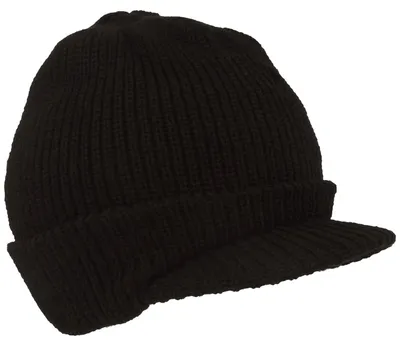 Fiebig Schild-Strickmütze mit Rippen-Design in schwarz